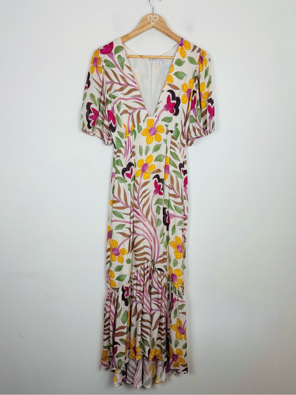 RHODE Ester Thread Embroidery Print Floral Puff Sleeve Maxi Dress. Size 4 - Picture 2 of 8